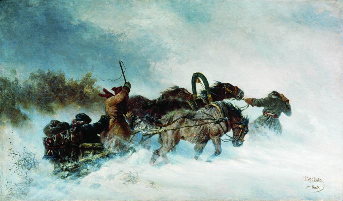 「冬のトロイカ」（１８８８年）＝アレクサンドル・スヴェルチコフ作