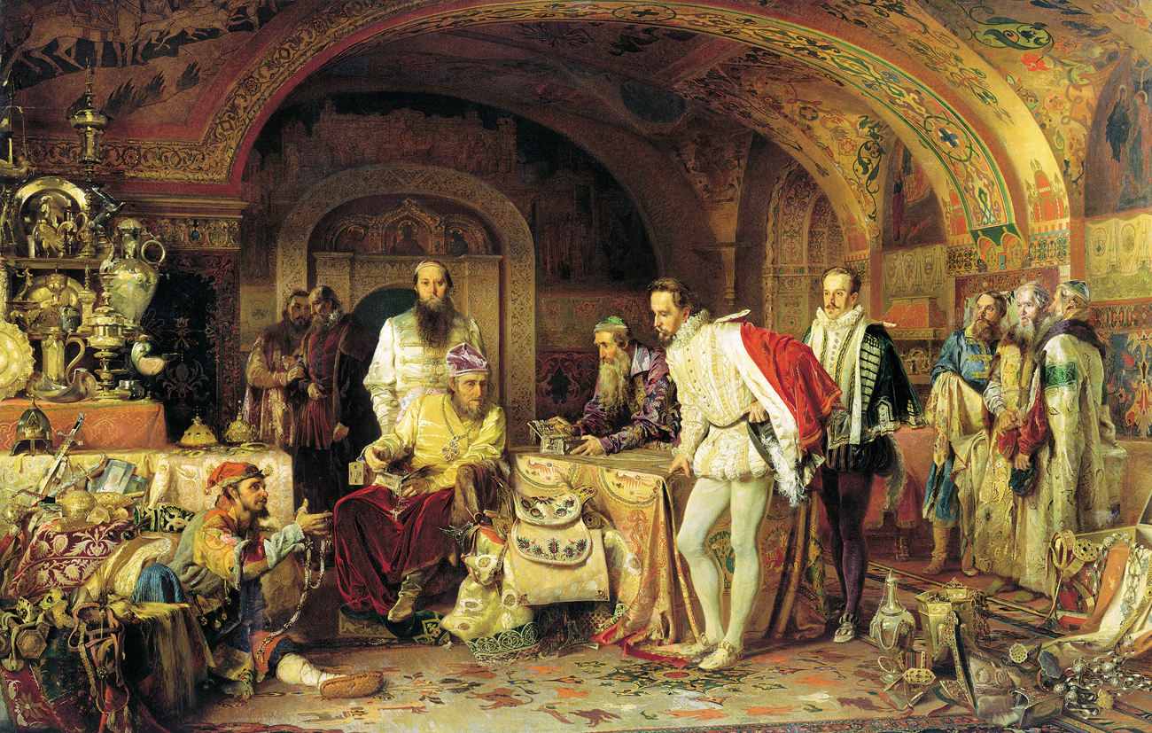  Ivan le Terrible montre ses trésors à l'ambassadeur de la reine Elizabeth I. Crédit : Image libre de droit