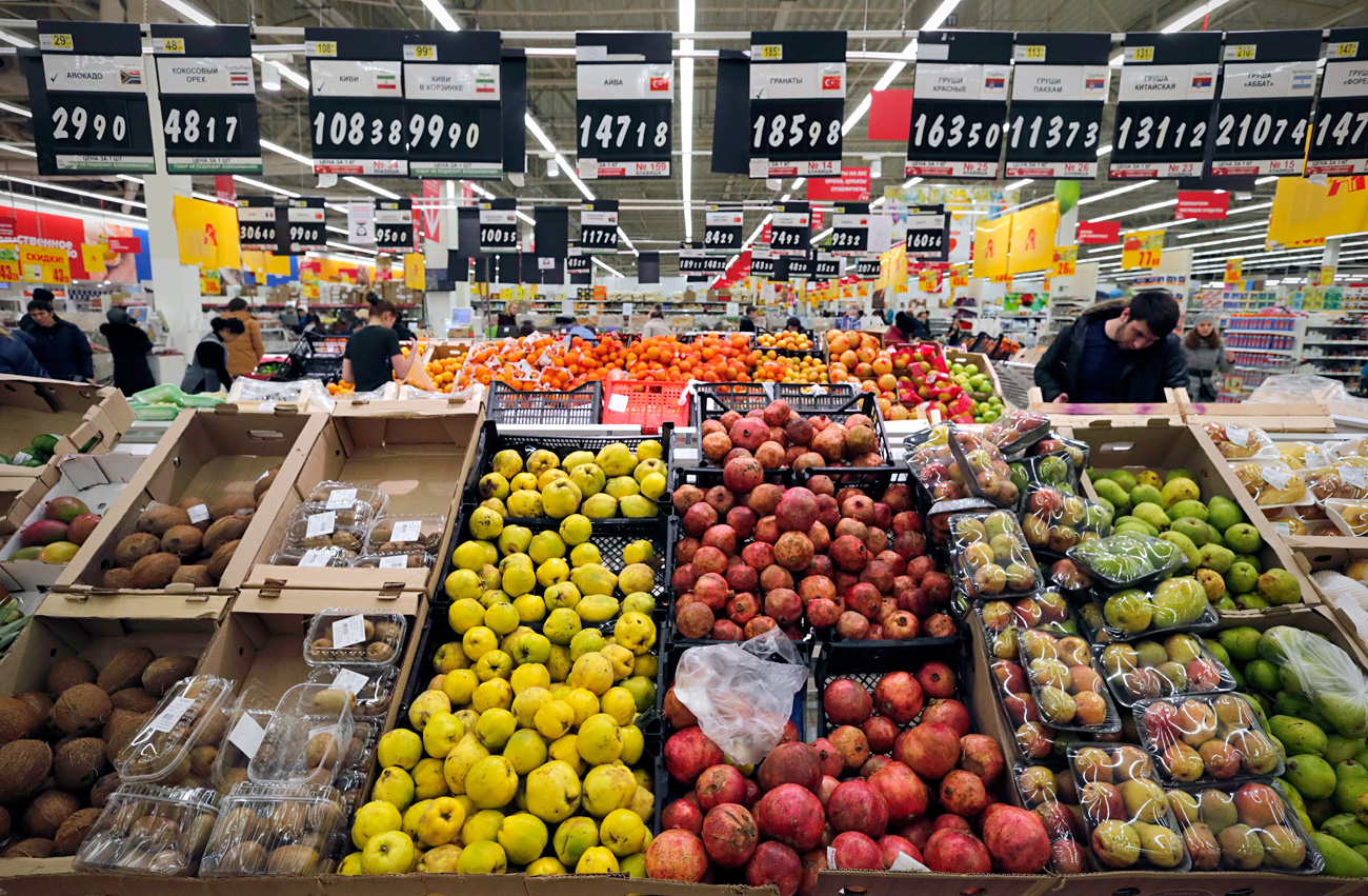 Turkish fruit and vegetables for sale in a supermarket in St. Petersburg, Russia. Source: EPA