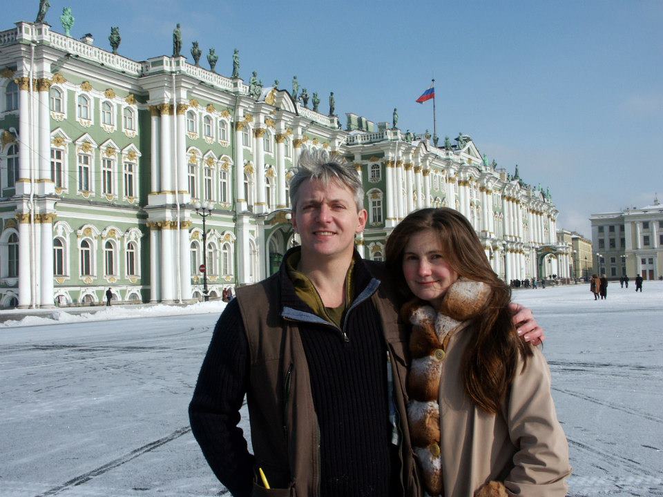 Adrian Terris poses for a photo near the Winter Palace in St. Petersburg. Source: Personal archive