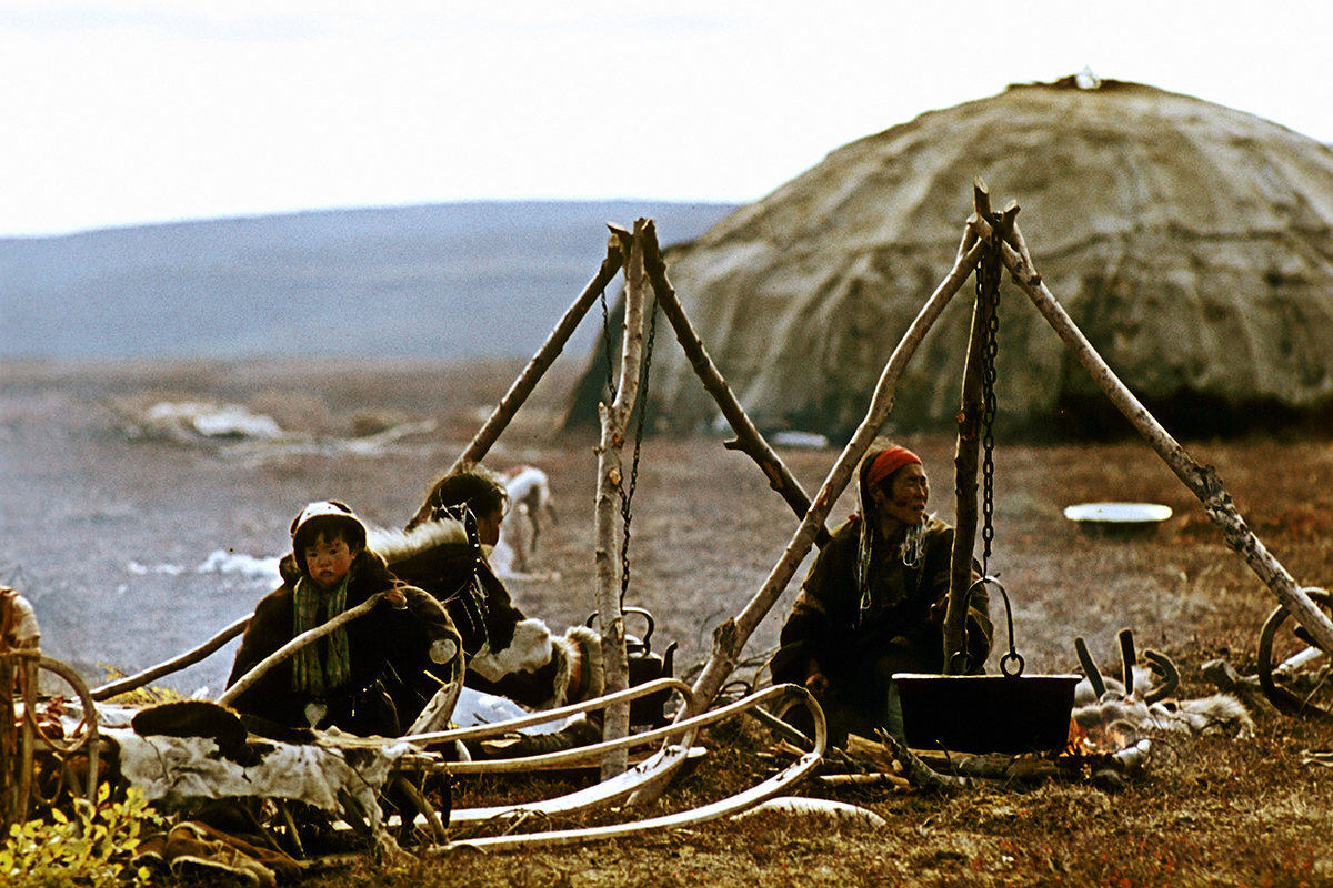 A family of reindeer herders near their yaranga. Photo credit: RIA Novosti/V.Lagrange