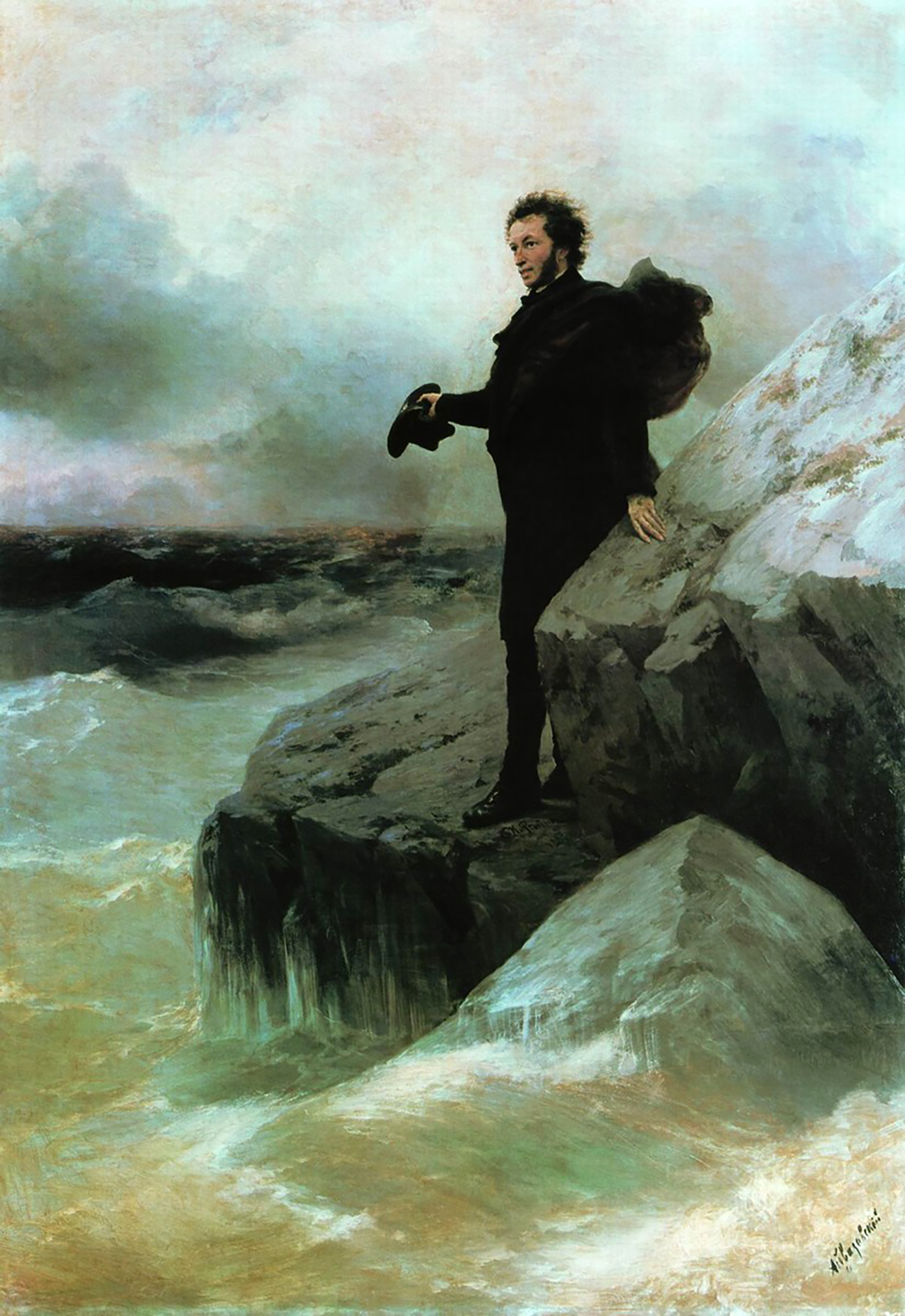 '푸쉬킨의 바다에 이별' 1877년. 이반 아이바좁스키 화가, 일리야 레핀 화가 / 국립 푸시킨 박물관