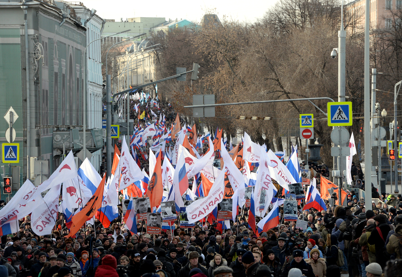 La marcia nel centro di Mosca. Fonte: Iliya Pitalev/RIA Novosti