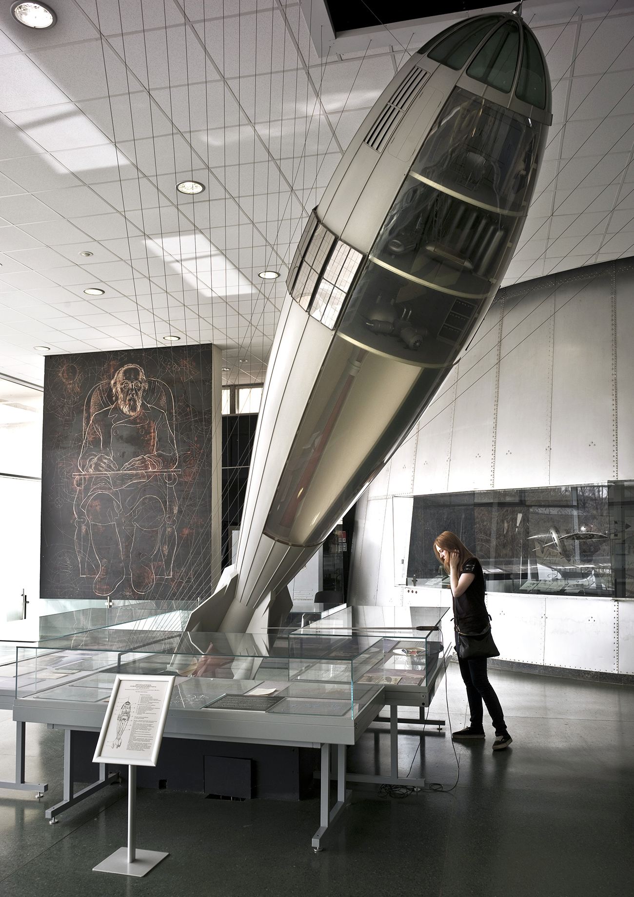 Ein Modell einer von einem Piloten gesteuerten Rakete, deren Entwurf ebenfalls auf Ziolkowski zurückgeht. / Sergey Pyatakov/Ria Nowosti / Sergey Pyatakov/RIA Novosti