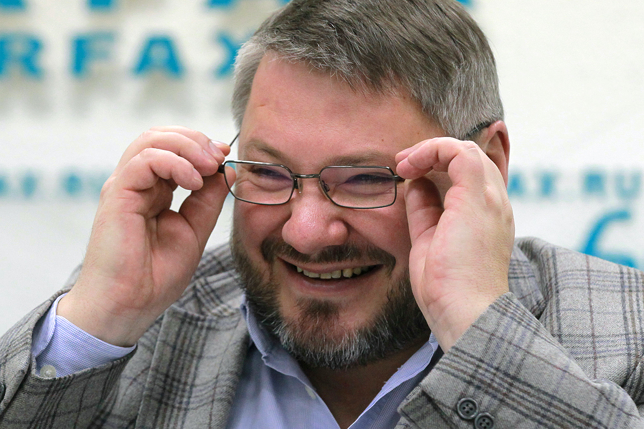 Monarchist Party's leader Anton Bakov at a news conference. Source: Vitaliy Belousov/RIA Novosti