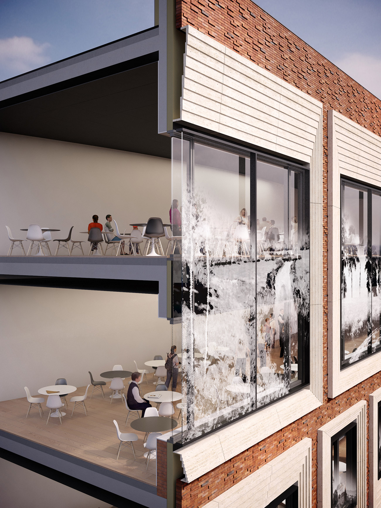 Os arquitetos da SPEECH refletem a imagem do que é conhecido como “salão de exposição” na forma como arranjaram as janelas nas fachadas do novo edifício. (Foto: SPEECH)