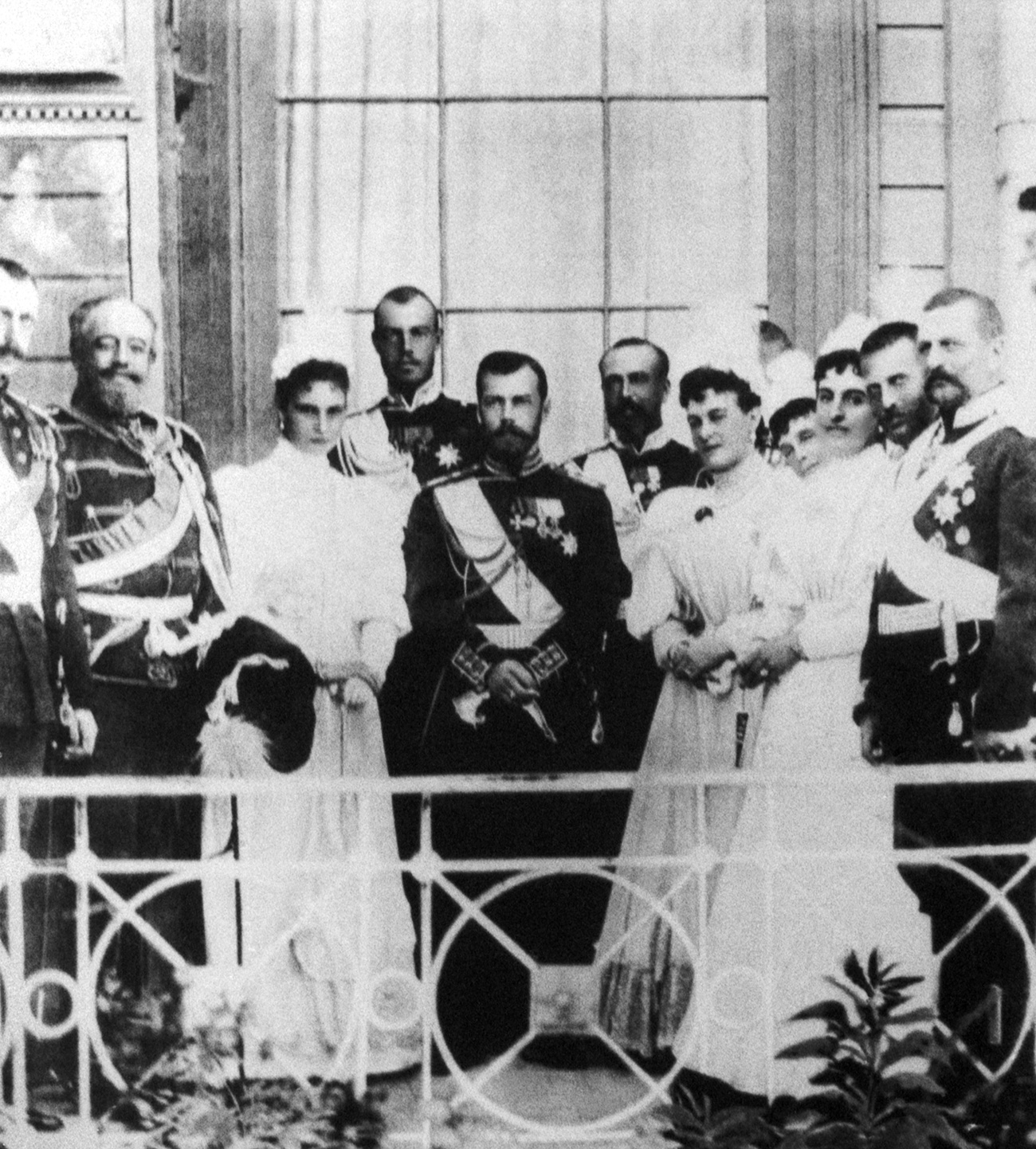Livadiya, Crimea, Russian Empire. Russian Emperor Nicholas II (C) and his family on the balcony of the Livadia Palace.   / TASS