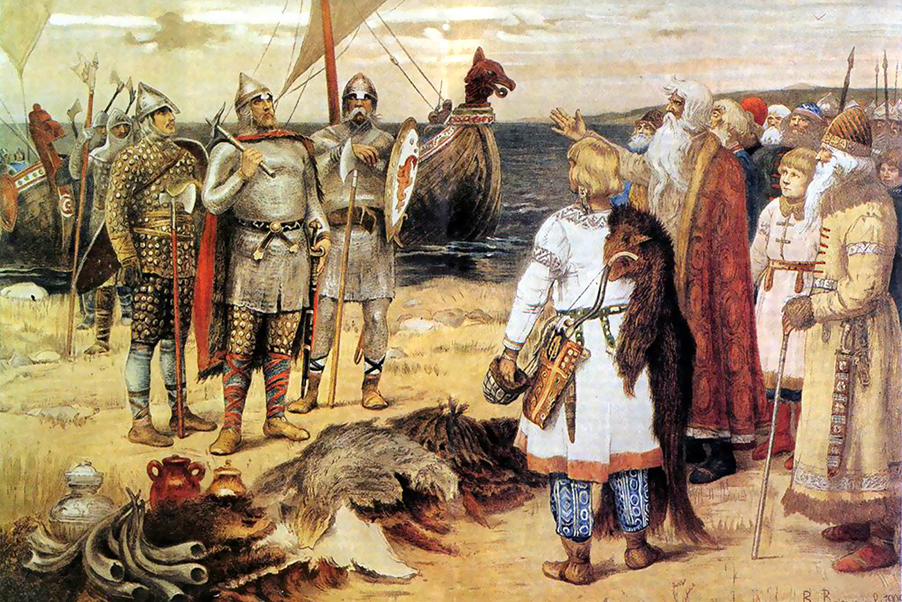 The Invitation of the Varangians: Rurik and his brothers arrive in Staraya Ladoga. Source: public domain