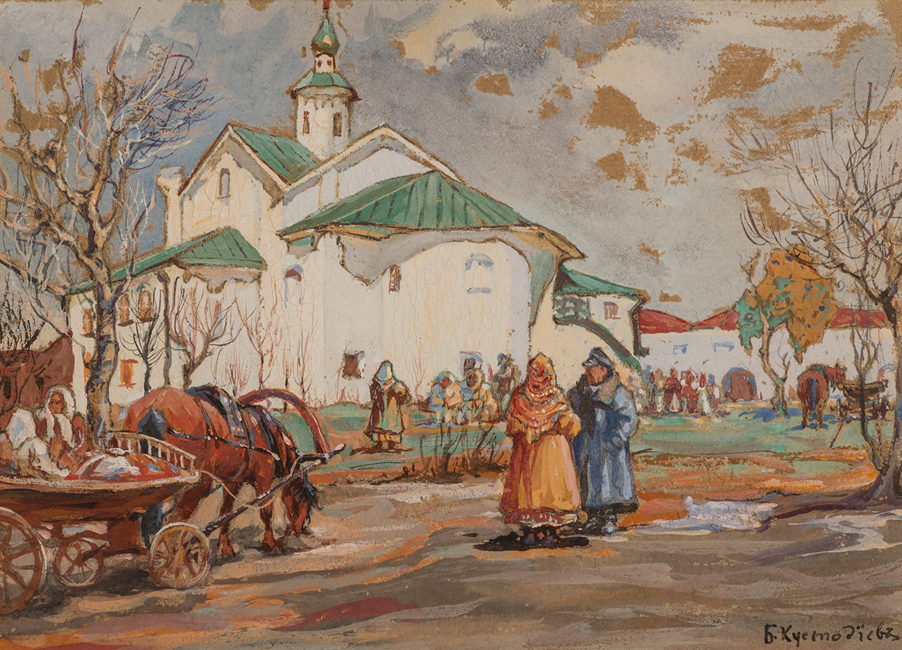 Boris Koustodiev. Près de l'église, 1918. / Photo de presse