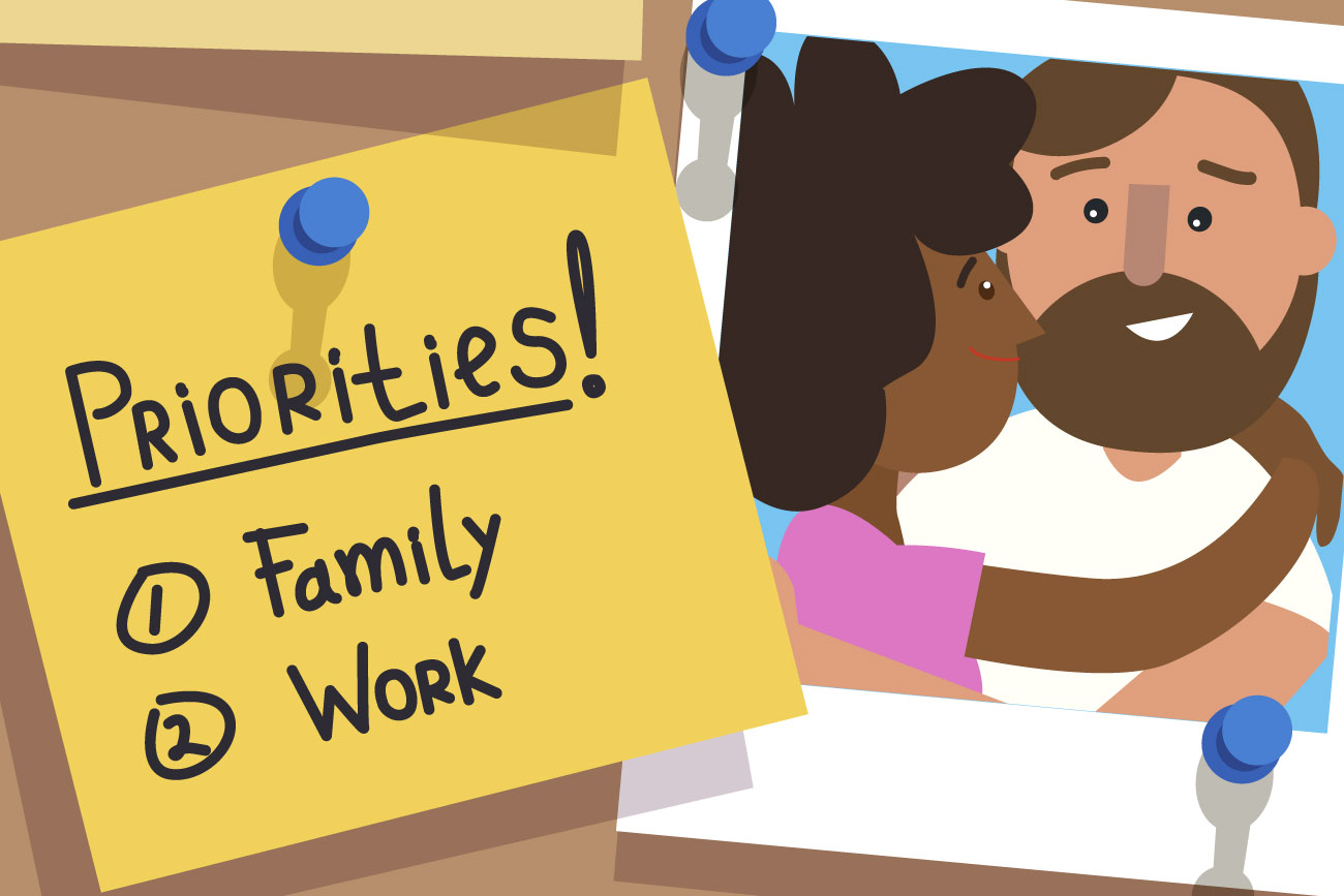 Priorités ! 1. Famille 2. Travail Crédit : Alena Repkina