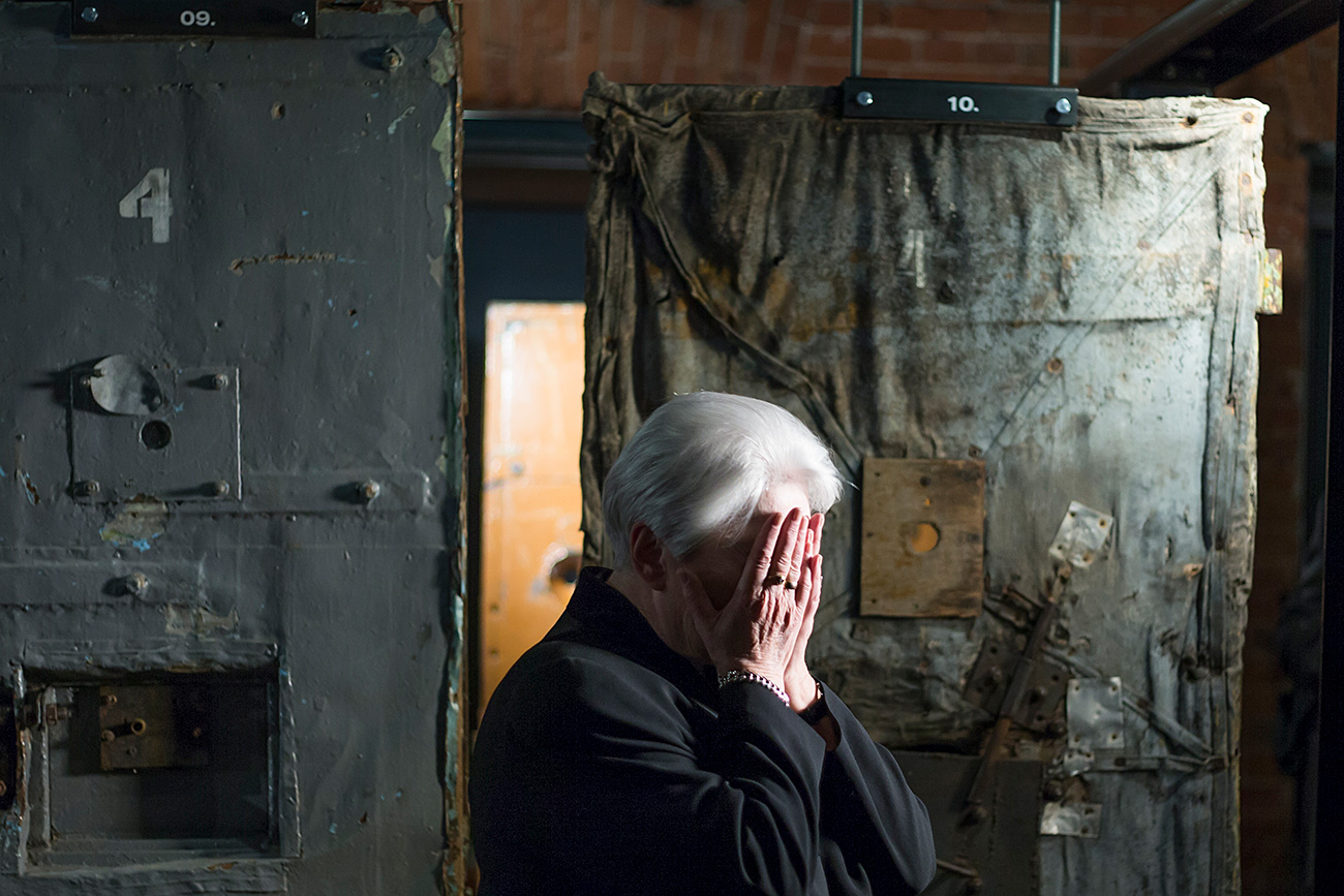 Russian writer Alexander Solzhenitsyn's widow Natalya reacts at the opening of the Gulag history museum in Moscow, Oct. 30, 2015. / AP