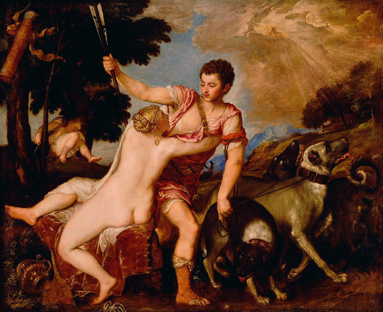 “Venere e Adone”, olio su tela di Tiziano Vecellio. Fonte: Getty Center