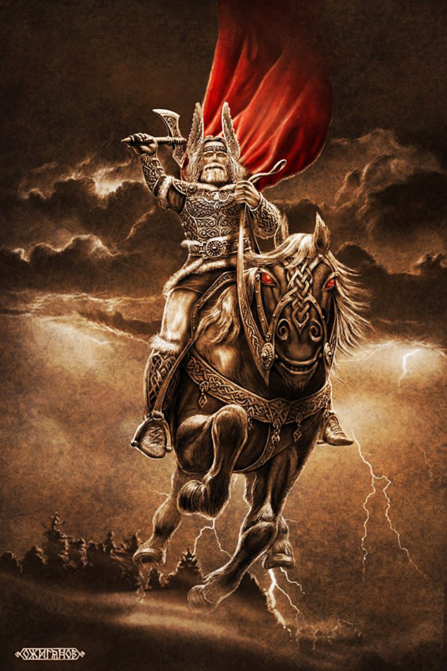 Перун, најголемото божество на словенскиот пантеон, покровител на молњите и громовите. / Игор Ожиганов
