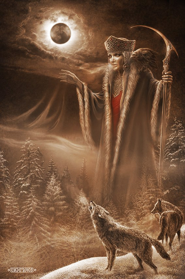 Морана, словенска божица која се поврзува со сезонските ритуали поврзани за смртта и повторното раѓање на природата. / Игор Ожиганов
