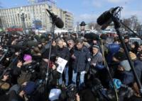 Protests had an impact. Speaking out: opposition leaders Sergei Udaltsov and Boris Nemtsov address a rally for fair elections in Pushkin Square. Source: Photoshot / Vostock Photo