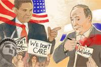 Putin’s new foreign policy: strategy and self-interest. Drawing by Natalia Mikhaylenko