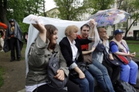 The Moscow demonstrators turned to the “Occupy Wall Street” movement for inspiration and occupied the Chistye Prudy bouleverd. Source: Reuters