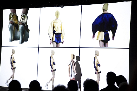 The show, titled Homo Consommatus, included live models improvising in front of the video installation on the pier, but it was the clothes that grabbed the audience. Source: Xenia Grubstein 