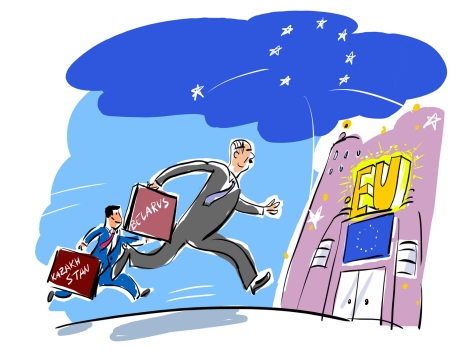 Why the EU has lost the Right to lecture Russia. Drawing by Alexei Yorsh