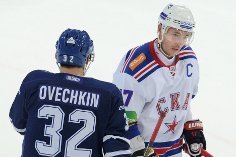 Dinamo hockey players Alexander Ovechkin and Ilya Kovalchuk (L-R). Source: ITAR-TASS