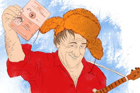 Prominent French actor Gerard Depardieu has received a Russian passport. Drawing by Natalia Mikhaylenko