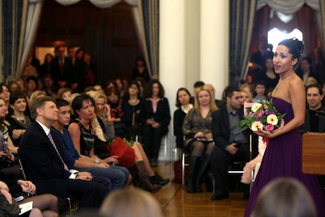 Bolshoi opera singer Svetlana Kasyan performing in Spaso House. Source: Courtesy of U.S. Embassy in Moscow