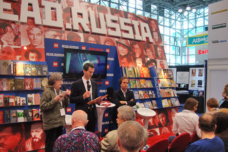 Not only books but movies were shown as well at Russia's stand on Book Expo America. Source: Read Russia
