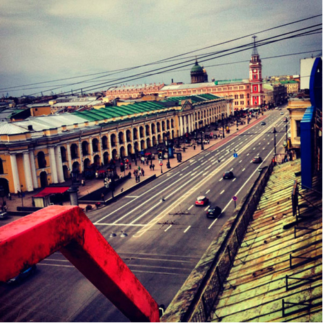 Nevsky Prospect, a view from a rooftop in St. Petersburg