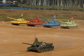 In Russia even tanks practice biathlon