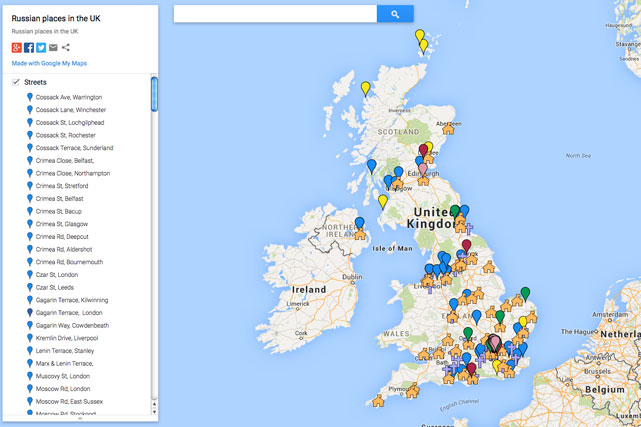 All Russian sites, venues and centers in the UK available on one interactive map