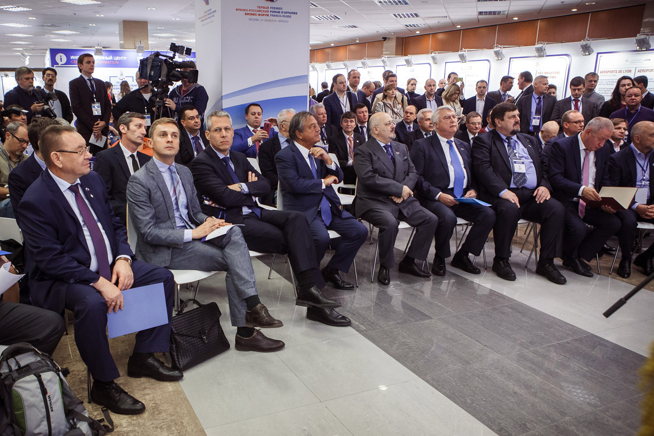 Au 1er Forum d’affaires franco-russe à Moscou. Crédit : Service de presse
