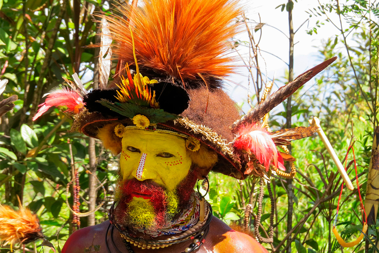 Seorang pria dari Desa Bongu, Papua Nugini. Foto diambil dari arsip pribadi Nikolay Miklukho-Maklay. Sumber: Arsip Pribadi