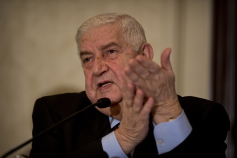 Syrian Foreign Minister Walid al-Moallem addresses a press conference in New Delhi, India, Wednesday, Jan. 13, 2016