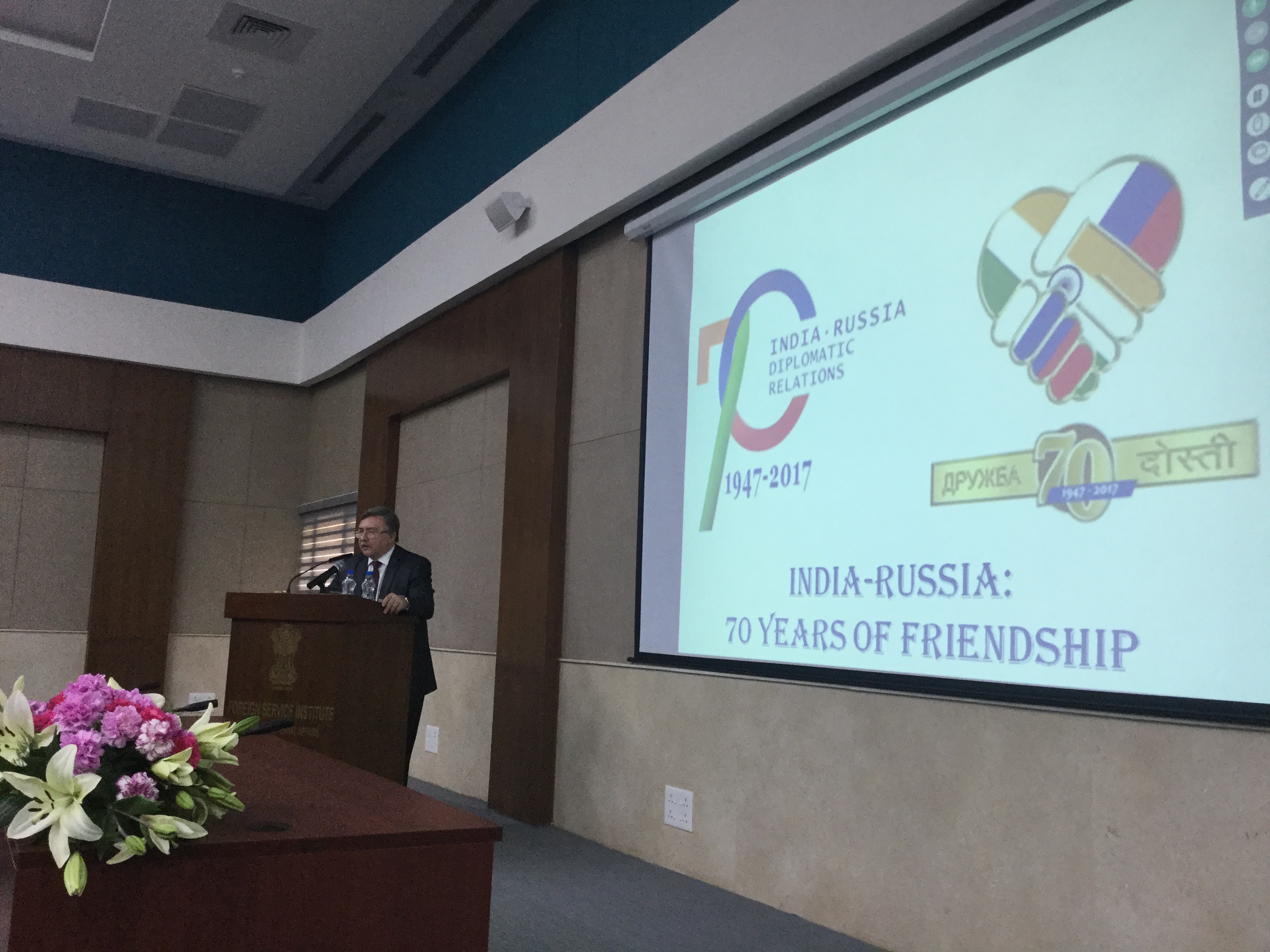 Mikhail Ulyanov at the Foreign Service Institute in New Delhi. Source: RIR