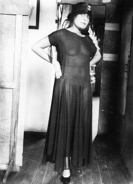 Liliya Brik in a semi-transparent long dress