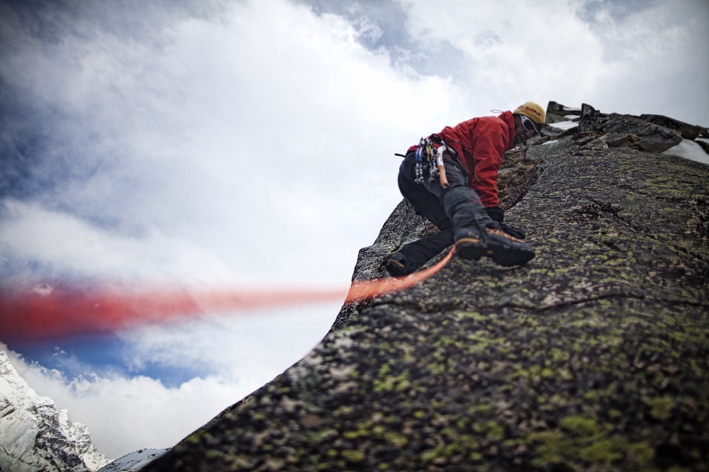 Valery Rozov climbs to Camp One at the Red Bull Top Altitude on Shivling, India, May 19, 2012\n