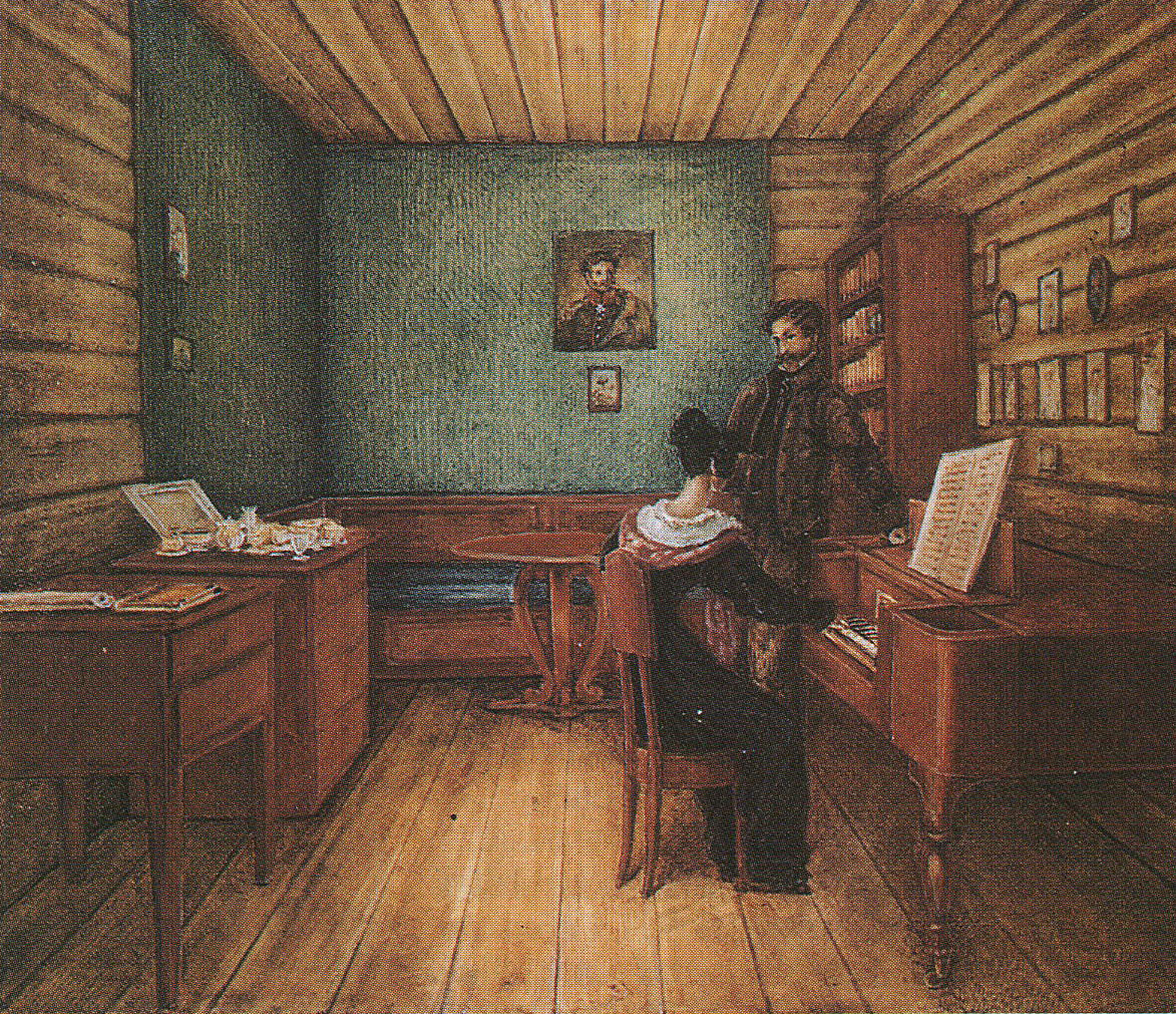 Декабрист Сергеј Волконски и његова жена Марија Волконска у Петровском затвору. Извор:   wikipedia.org 