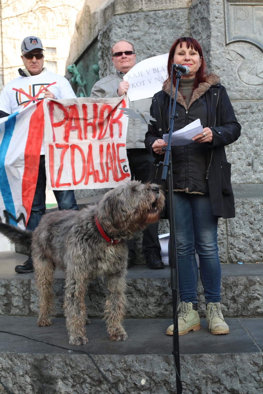Protest proti napotitvi pripadnikov Slovenske vojske na operacijo zveze NATO v Latviji. Foto: Rudolf Baloh